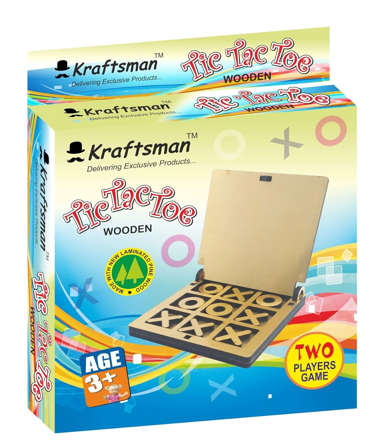 Kraftsman Wooden Tic Tac Toe Portable Game for Kids and Adults Golden Mirror Shade-2