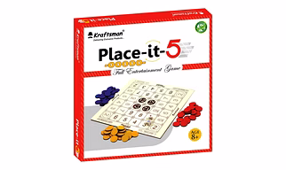 Wooden Place-it-5 Strategy Board Game Get 5 Coins in a Row or Sequantially