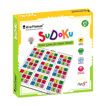Kraftsman Timeless Wooden Sudoku Puzzle Challenge Board Game Along with Thinking Tiles | Puzzle Book Included-12658863