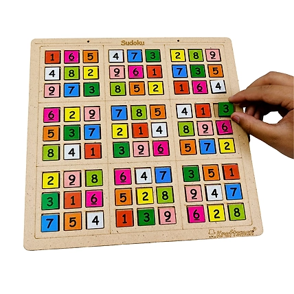 Kraftsman Timeless Wooden Sudoku Puzzle Challenge Board Game Along with Thinking Tiles | Puzzle Book Included-2