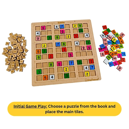 Kraftsman Timeless Wooden Sudoku Puzzle Challenge Board Game Along with Thinking Tiles | Puzzle Book Included-4