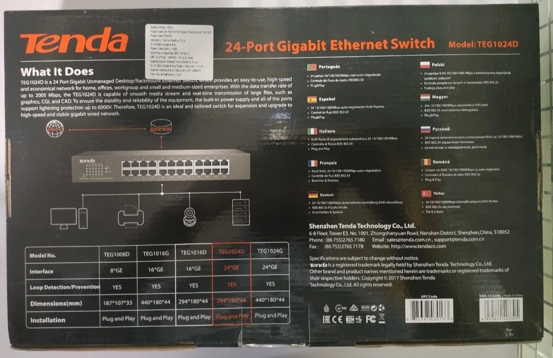 TENDA TEG1024D 24-Port Gigabit Ethernet Switch desktop rack mountable-1