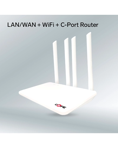 COFE CF-05-CT04 with WiFi-6,  WiFi Up-To 600mbps, 32 Device Connect,  Support 4G/5G Sim Wi-Fi Router Support Type-C Internet &amp; Power with Micro SIM Card Slot and 4 Antenna, Auto Switching LAN/WAN-1