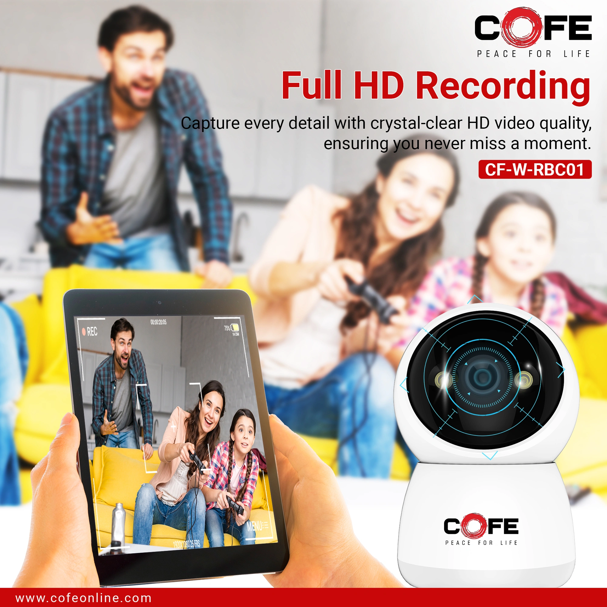 CF-W-RBC01  Wi-fi  home security smart camera | 360˚ with Pan &amp; Tilt | Two way talk | Cloud Monitoring | Motion Detection | Night Vision | Supports SD Card | Supports Wi-Fi and ONVIF-4