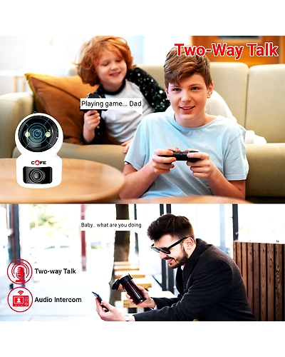 CF-W-RBC02| 3mp+3mp Wi-fi  home security smart camera | 360˚ with Pan &amp; Tilt | Two way talk | Cloud Monitoring | Motion Detection | Night Vision | Supports SD Card | Supports Wi-Fi and ONVIF-3