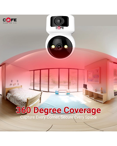 CF-W-RBC02| 3mp+3mp Wi-fi  home security smart camera | 360˚ with Pan &amp; Tilt | Two way talk | Cloud Monitoring | Motion Detection | Night Vision | Supports SD Card | Supports Wi-Fi and ONVIF-4