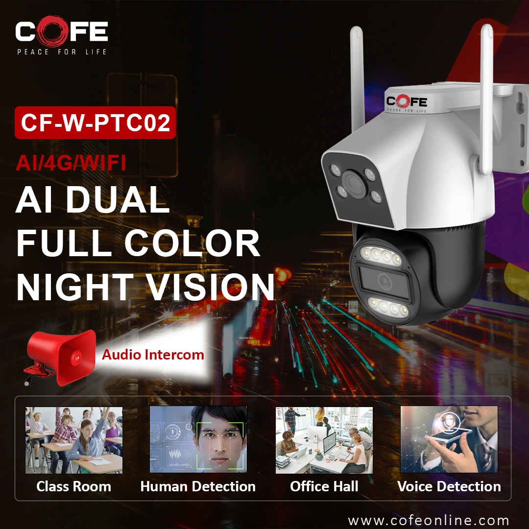 CF-W-PTC02   PTZ CCTV Security Camera with  noise reduction, dual light image | Support cloud storage and TF card local storage| Construction Site | Garden| MAll-1