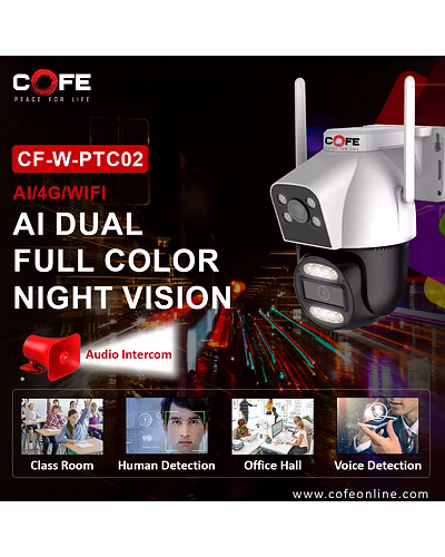 CF-W-PTC02   PTZ CCTV Security Camera with  noise reduction, dual light image | Support cloud storage and TF card local storage| Construction Site | Garden| MAll-1