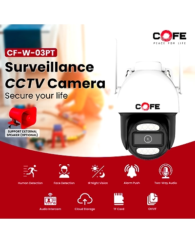 CF-W-03PT   CCTV Security Camera Support self Bandwidth WDR, Infrared Night Vision, Face Detection, Night Vision, Motion Detection, Two -Way Audio-1