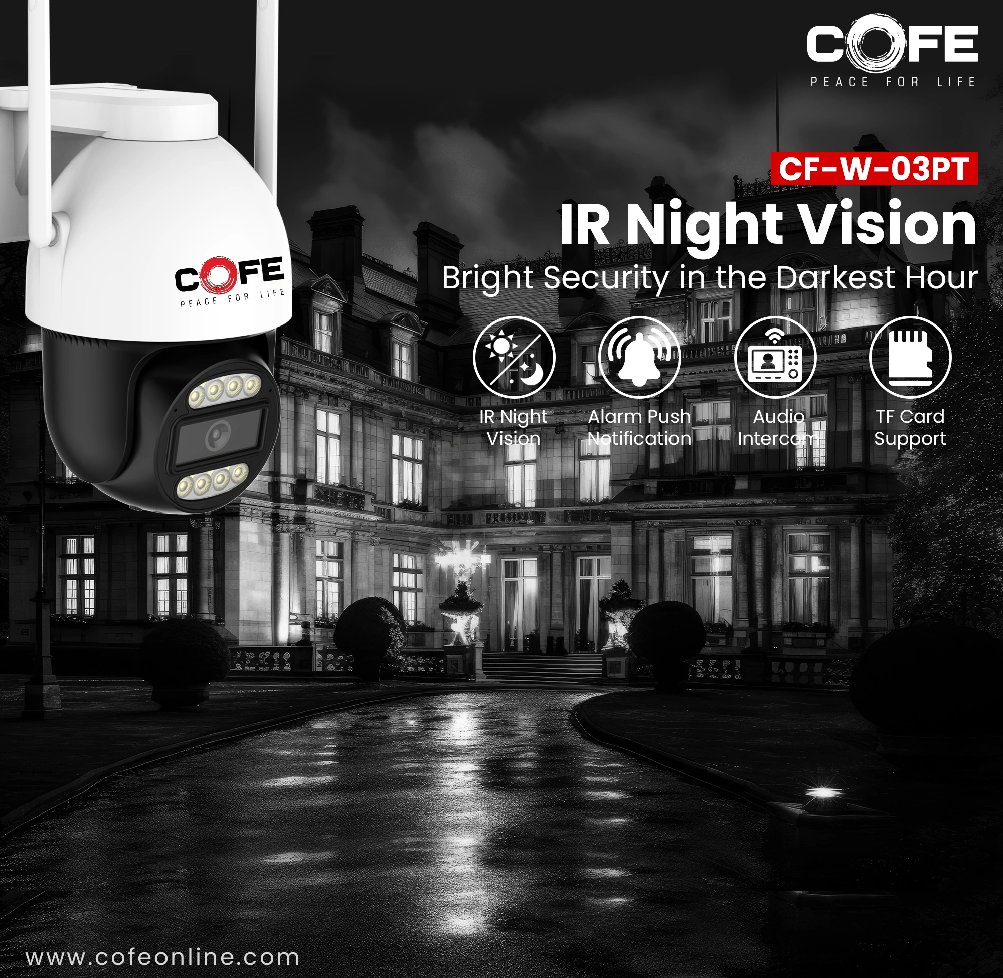 CF-W-03PT   CCTV Security Camera Support self Bandwidth WDR, Infrared Night Vision, Face Detection, Night Vision, Motion Detection, Two -Way Audio-3