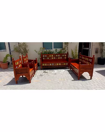 WOODEN 5 SEATER SOFA SET-1