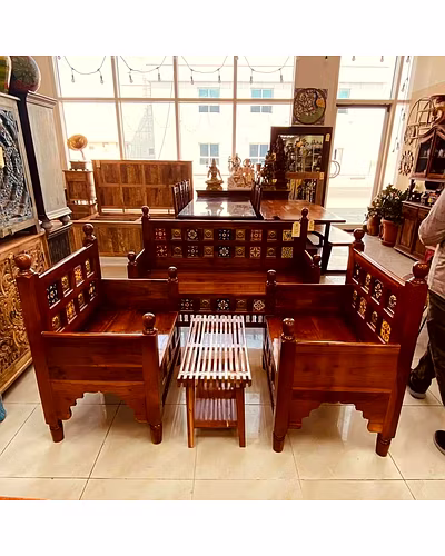 WOODEN 5 SEATER SOFA SET-3