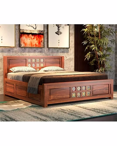 Wooden Sheesham Bed-12634406