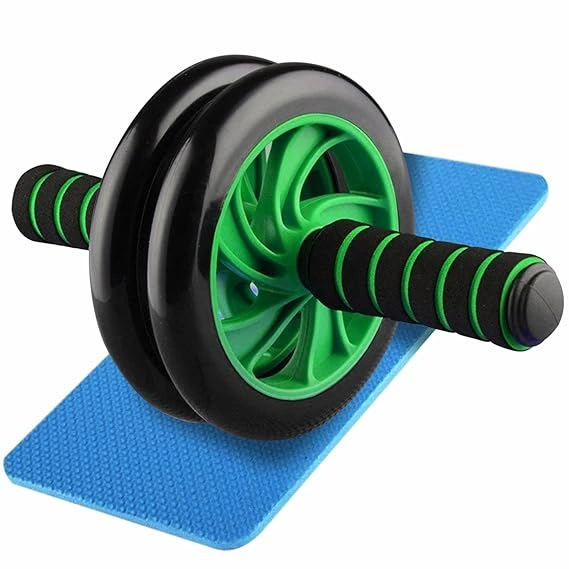 MANOGYAM Double Wheel Ab Exerciser with Knee Pad | Ab Roller | Abdominal Wheel | Abdominal Muscle Ab Roller Wheel Exercise Equipment | Dual Wide Abs Roller Wheel for Gym &amp; Home Workout-490-2