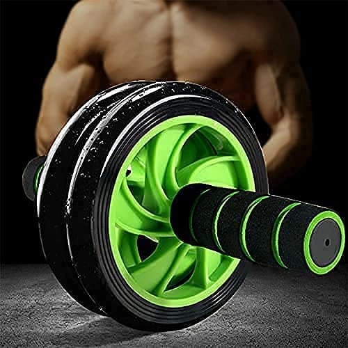 MANOGYAM Double Wheel Ab Exerciser with Knee Pad | Ab Roller | Abdominal Wheel | Abdominal Muscle Ab Roller Wheel Exercise Equipment | Dual Wide Abs Roller Wheel for Gym &amp; Home Workout-490-1