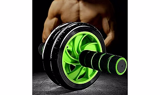 MANOGYAM Double Wheel Ab Exerciser with Knee Pad | Ab Roller | Abdominal Wheel | Abdominal Muscle Ab Roller Wheel Exercise Equipment | Dual Wide Abs Roller Wheel for Gym & Home Workout