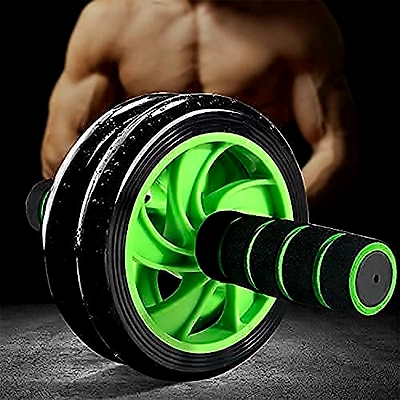 MANOGYAM Double Wheel Ab Exerciser with Knee Pad | Ab Roller | Abdominal Wheel | Abdominal Muscle Ab Roller Wheel Exercise Equipment | Dual Wide Abs Roller Wheel for Gym & Home Workout