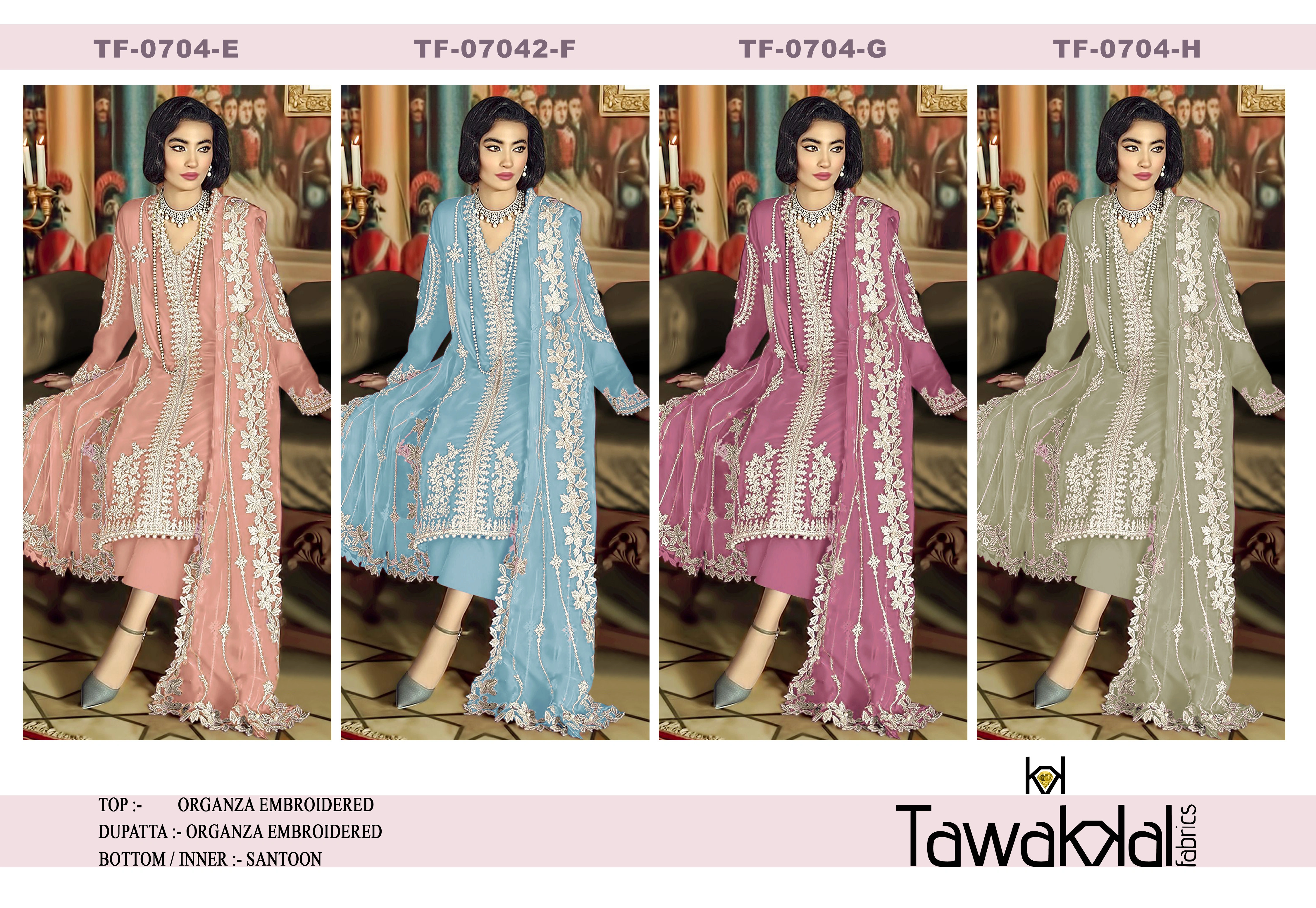 Design Number: 704 Fancy Ladies Organza Embroidery Suit-2