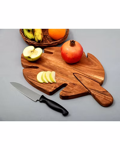 Leaf Shape Acacia Wood Cutting Board-1