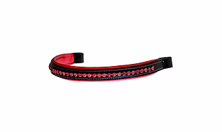 Martin EnterprisesPadded Bling Crystal Leather Browband for Horse Bridles | Diamond Decorated Bling English Dressage Browbands | Crystal Color - Fuchsia, Light Rose, Tanzanite | Black-Full Code 1021