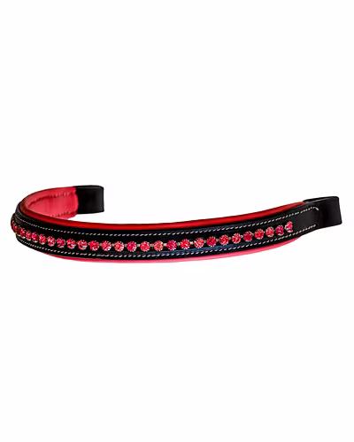 Martin EnterprisesPadded Bling Crystal Leather Browband for Horse Bridles | Diamond Decorated Bling English Dressage Browbands | Crystal Color - Fuchsia, Light Rose, Tanzanite | Black-Full Code 1021-12541406