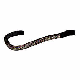 martin enterprises bling crystal leather browband for horse bridles | diamond decorated bling english dressage browbands | crystal color - fuchsia, light rose, tanzanite | black-full code 1022