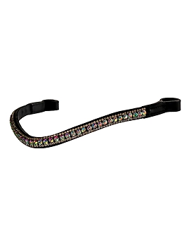 Martin Enterprises Bling Crystal Leather Browband for Horse Bridles | Diamond Decorated Bling English Dressage Browbands | Crystal Color - Fuchsia, Light Rose, Tanzanite | Black-Full Code 1022