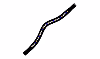 Martin EnterprisesPadded Bling Crystal Leather Browband for Horse Bridles | Diamond Decorated Bling English Dressage Browbands | Crystal Color - Fuchsia, Light Rose, Tanzanite | Black-Full Code 1023