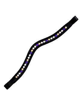 Martin EnterprisesPadded Bling Crystal Leather Browband for Horse Bridles | Diamond Decorated Bling English Dressage Browbands | Crystal Color - Fuchsia, Light Rose, Tanzanite | Black-Full Code 1023