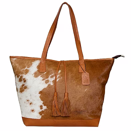 martin enterprises fawn & white upcycled canvas & cowhide small handbag black code 1013