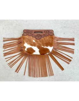 Martin Enterprises Western Suede Fringe Hair-On Crossbody Bag Women Natural Leather Hand Bag With Adjustable Strap | Leather Handbag | Purse | Side Sling Bag Code 1008