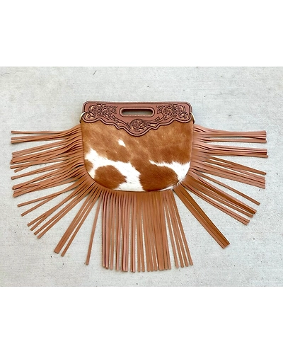 Martin Enterprises Western Suede Fringe Hair-On Crossbody Bag Women Natural Leather Hand Bag With Adjustable Strap | Leather Handbag | Purse | Side Sling Bag Code 1008-12542304