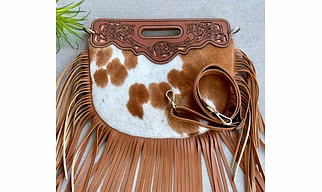 Martin Enterprises Western Suede Fringe Hair-On Crossbody Bag Women Natural Leather Hand Bag With Adjustable Strap | Leather Handbag | Purse | Side Sling Bag Code 1009