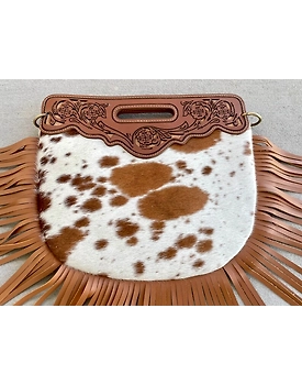 Martin Enterprises Western Suede Fringe Hair-On Crossbody Bag Women Natural Leather Hand Bag With Adjustable Strap | Leather Handbag | Purse | Side Sling Bag Code 1010