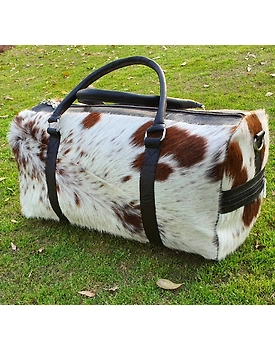 Martin Enterprises real Cowhide Leather Duffel Bag Cow skin Hairon Leather Exotic Travel Sports Bag Large Size Gym Bag Overnight Bag Choose your Color Code 1015