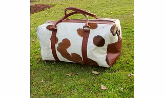Martin Enterprises real Cowhide Leather Duffel Bag Cow skin Hairon Leather Exotic Travel Sports Bag Large Size Gym Bag Overnight Bag Choose your Color Code 1016