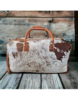 Martin Enterprises real Cowhide Leather Duffel Bag Cow skin Hairon Leather Exotic Travel Sports Bag Large Size Gym Bag Overnight Bag Choose your Color Code 1017