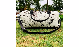 Martin Enterprises real Cowhide Leather Duffel Bag Cow skin Hairon Leather Exotic Travel Sports Bag Large Size Gym Bag Overnight Bag Choose your Color Code 1018