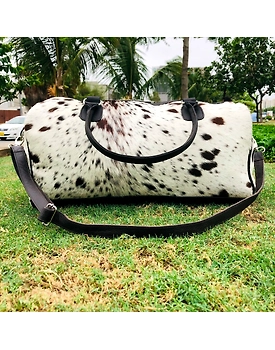 Martin Enterprises real Cowhide Leather Duffel Bag Cow skin Hairon Leather Exotic Travel Sports Bag Large Size Gym Bag Overnight Bag Choose your Color Code 1018