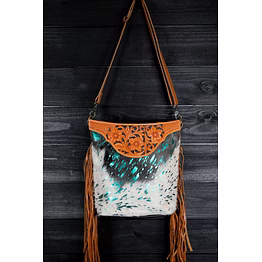 martin enterprises fawn & white upcycled canvas & cowhide small handbag black code 1012