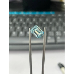 Emerald cut fancy blue IGI LAB DIAMOND