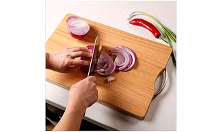 wooden chopping board with steel handle 16*10