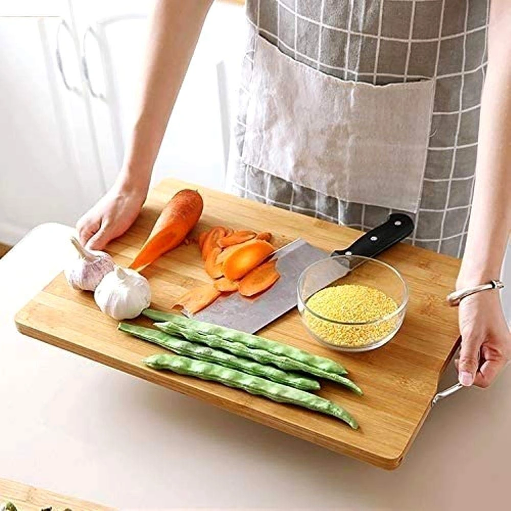 wooden chopping board with steel handle 16*10-1