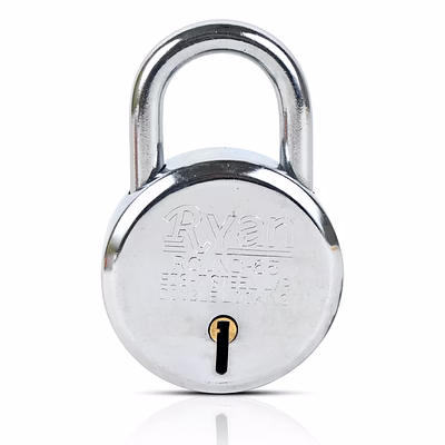 ryan round 65mm steel padlock - 7 lever security with 3 keys