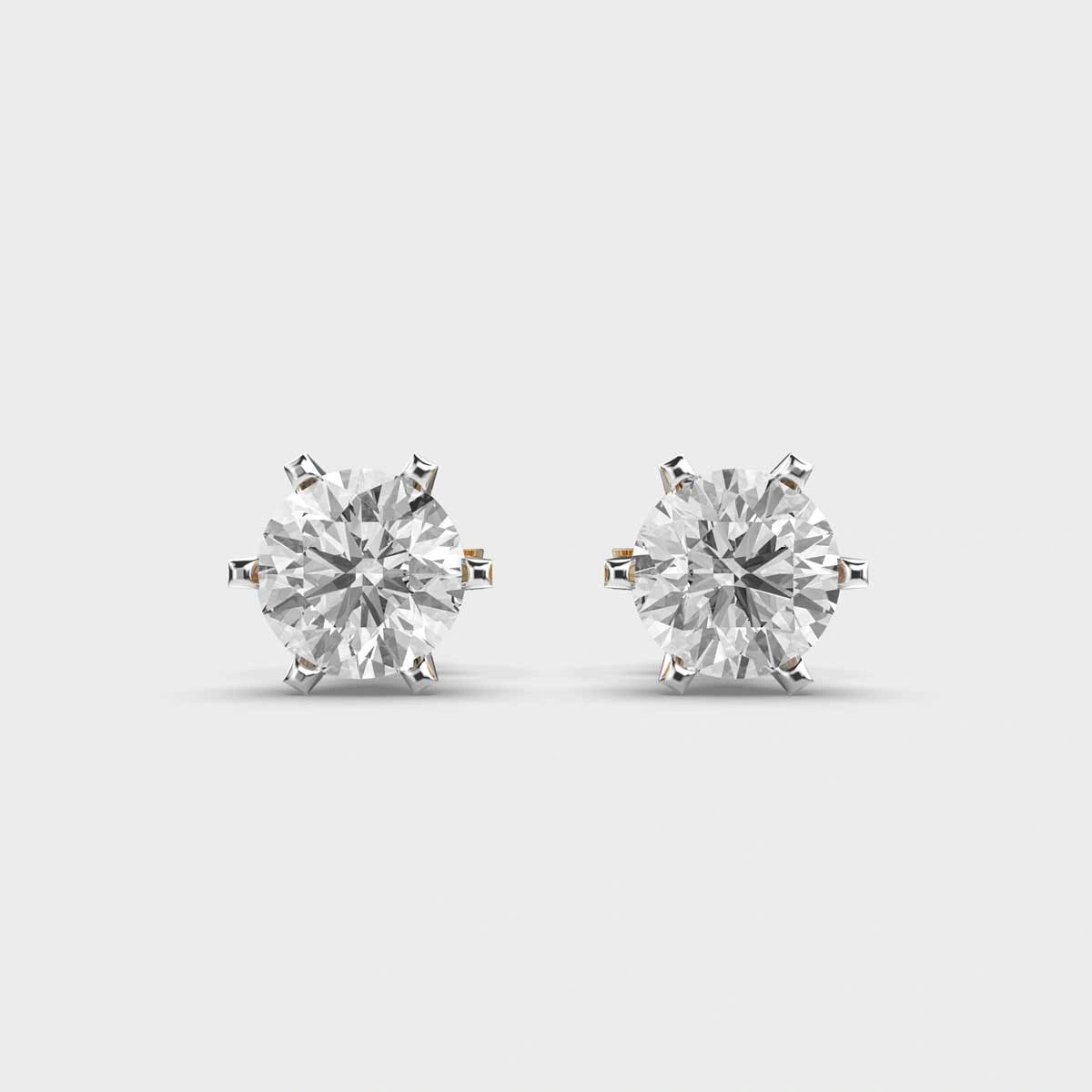 round solitaire Diamond Earrings Gold 18k-12544396