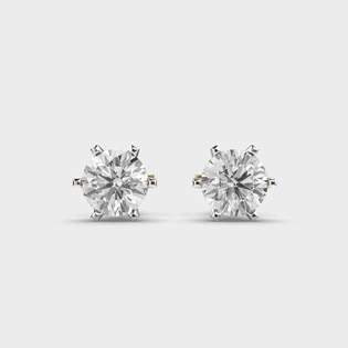 round solitaire Diamond Earrings Gold 18k