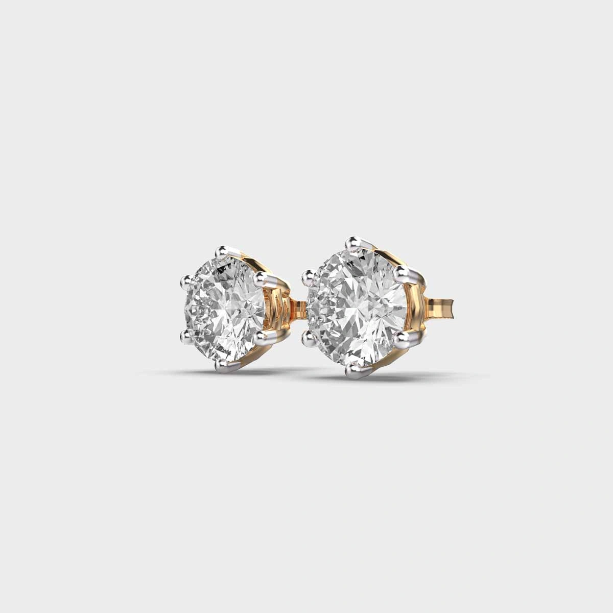 round solitaire Diamond Earrings Gold 18k-2