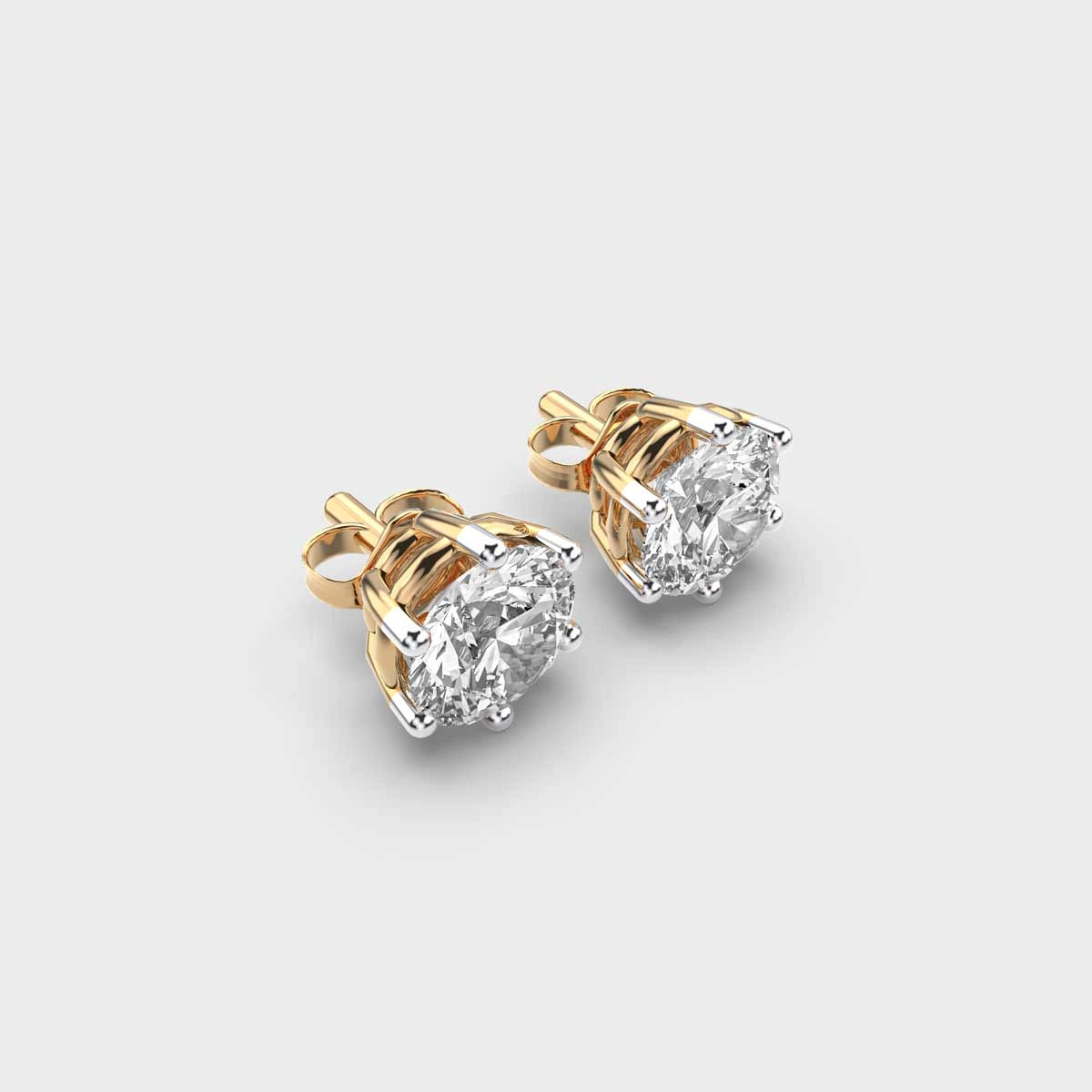 round solitaire Diamond Earrings Gold 18k-4