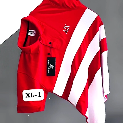 Red &amp; White Polo T shirt - Crocodile material-985107-33044966