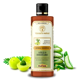 Vagad's Khadi Herbal Amla & Bhringraj Shampoo with Aloe vera - Boosts Hair Growth - 210 ml